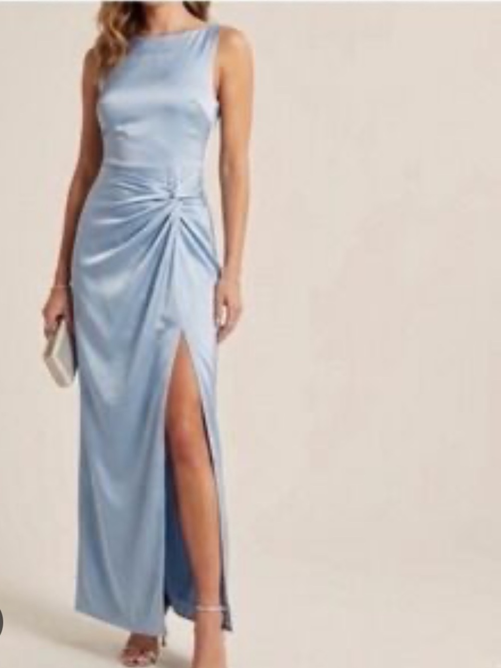 Abercrombie and Fitch Draped Satin Maxi Dress In Periwinkle Blue